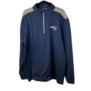 NFL Team Apparel Navy Grey Patriots 1/4 Zip Pullover Men's Size 2XL